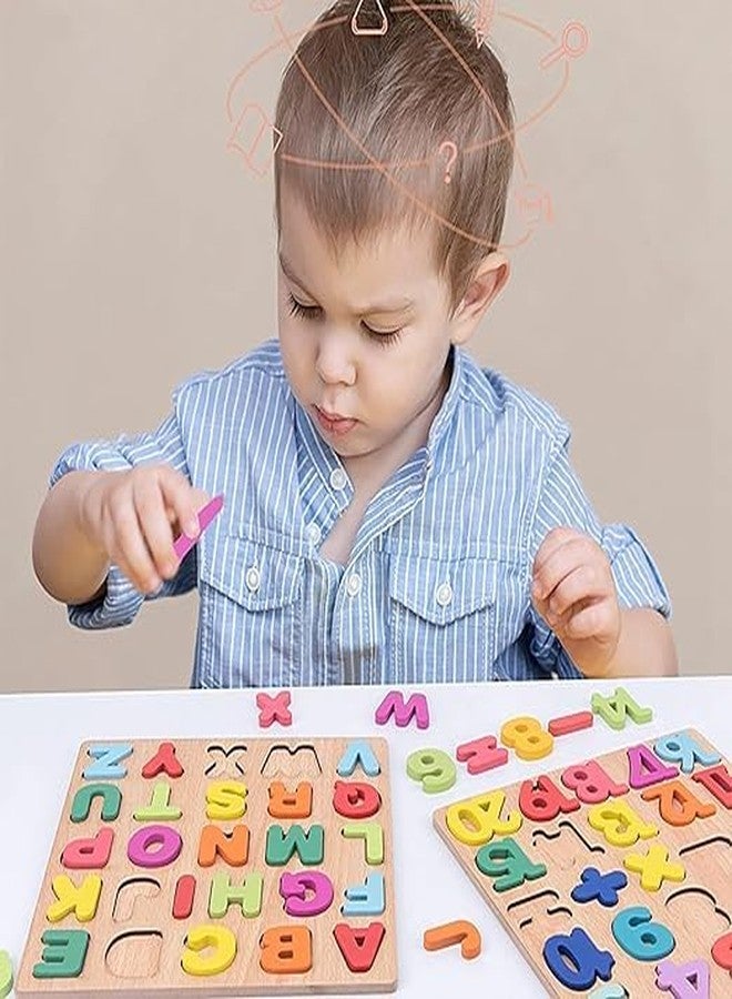 Fun4you مجموعة أحجية الصور المقطوعة الخشبية التعليمية من Fun4You للأطفال الصغار (عبوة من 3 قطع) | الحروف الأبجدية، الأرقام من 1 إلى 3، الأشكال الهندسية والرموز الرياضية | لعبة تعليمية مونتيسوري للأولاد والبنات في مرحلة ما قبل المدرسة - Image 5